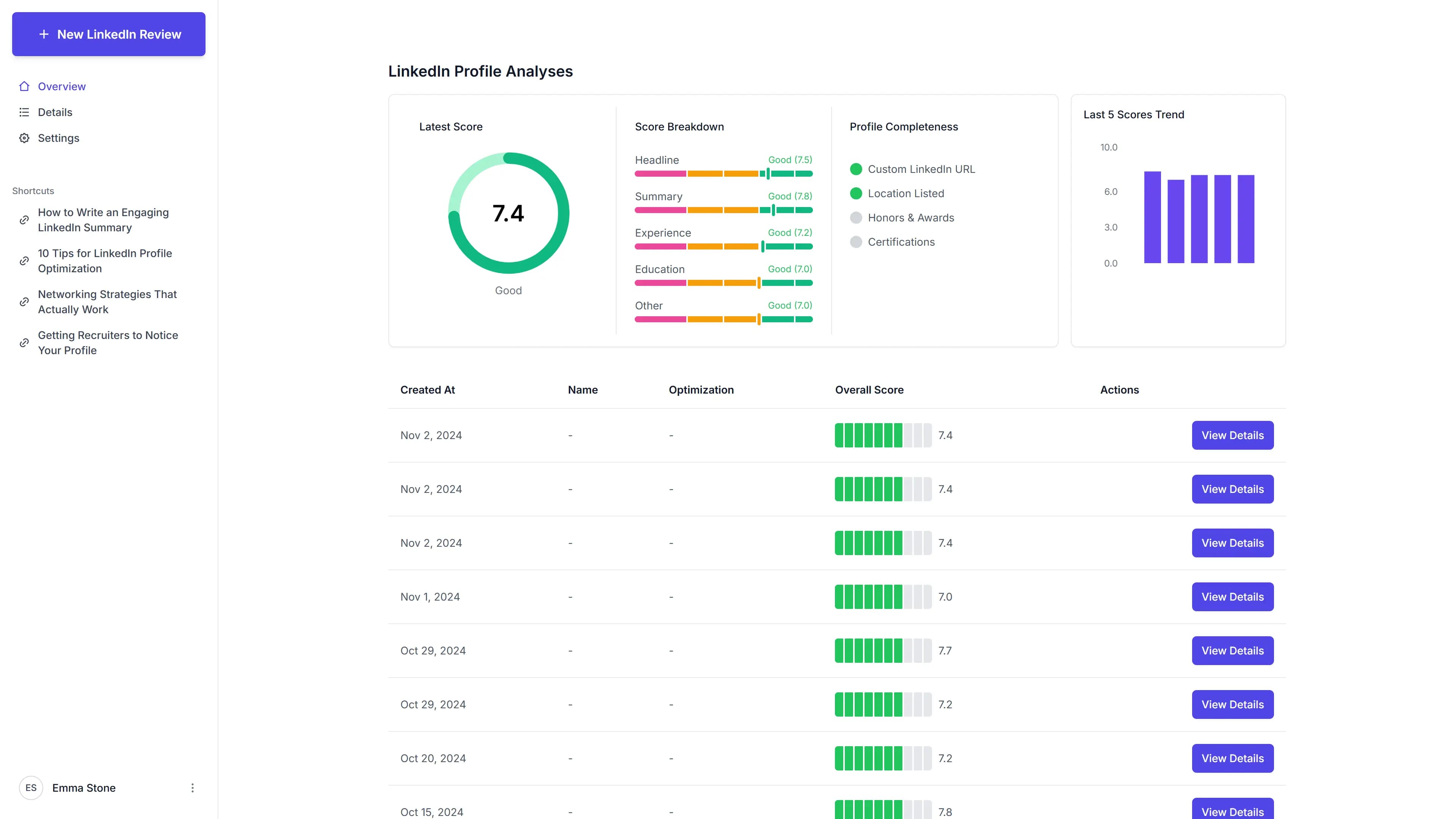 A preview of the Database web app